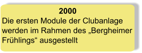 2000 Die ersten Module der Clubanlage werden im Rahmen des „Bergheimer Frühlings“ ausgestellt